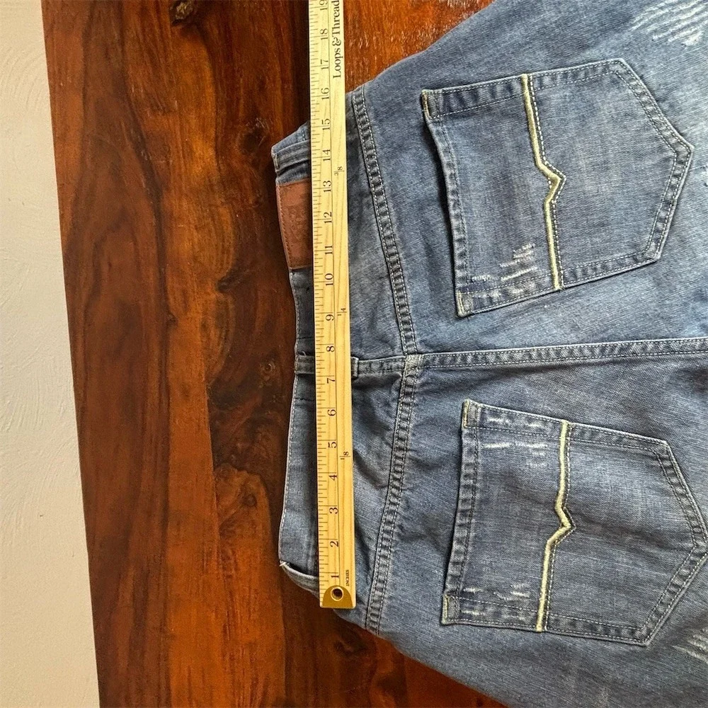 Rock Revival Men's Jean Shorts Size 34 Blue‎ Medium Wash Distressed